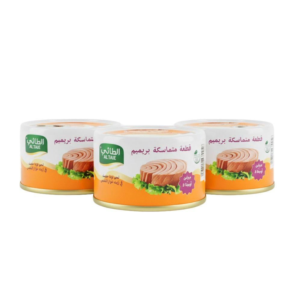 الطائي لحم تونا خفيف في زيت دوار الشمس – 3 حبات × 90 جرام