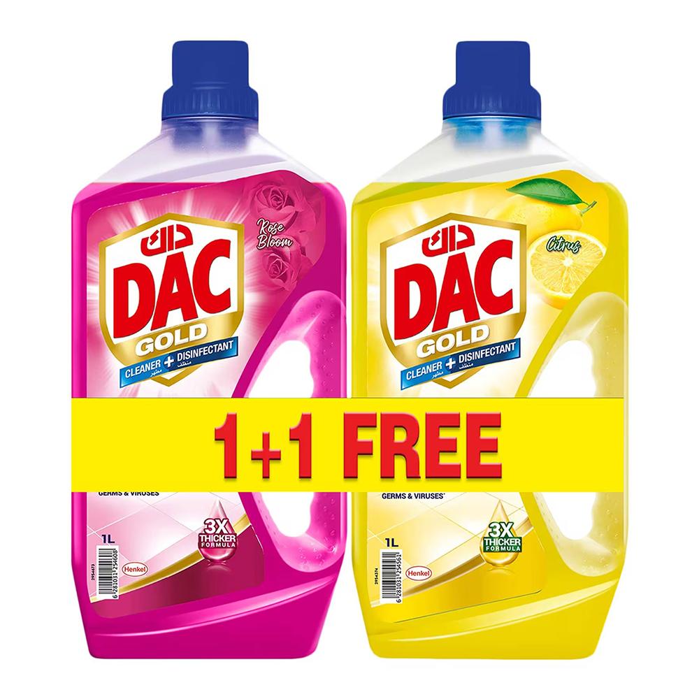 داك جولد منظف ومطهر متعدد الأغراض – 1 لتر برائحة الورد + 1 لتر برائحة الحمضيات