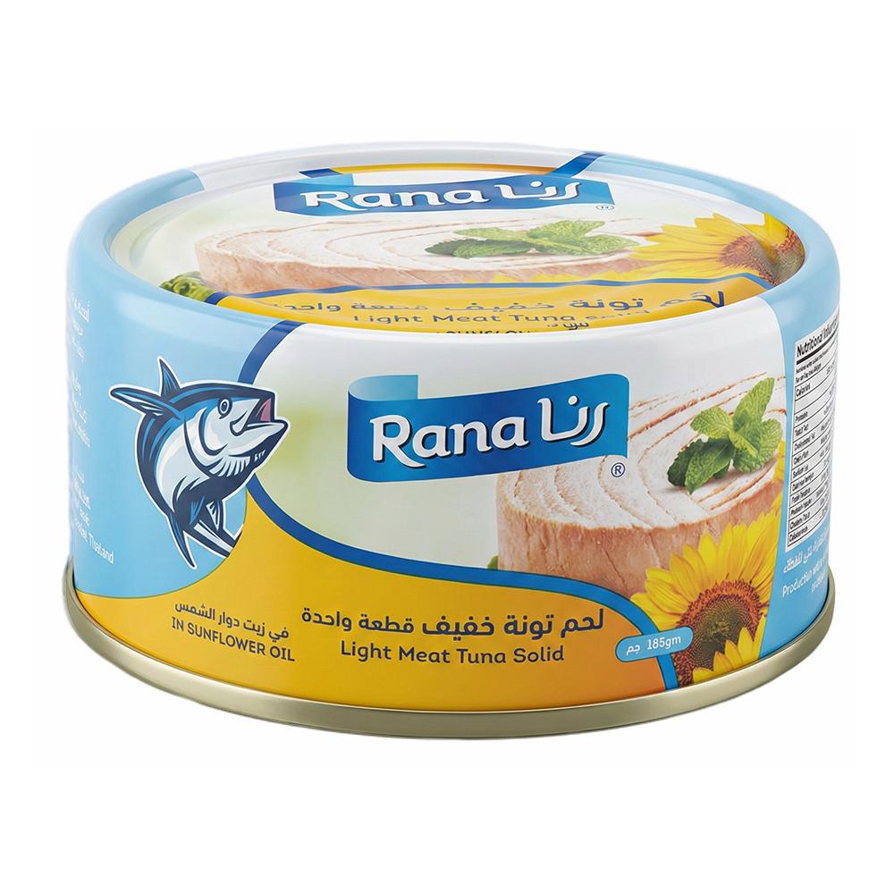 رنا لحم تونة خفيف قطعة واحدة في زيت دوار الشمس – 185 جرام
