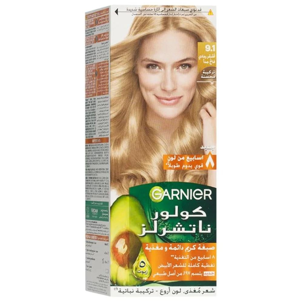 صبغة شعر أشقر رمادي فاتح جدآ 9.1 من غارنييه – 112 مل