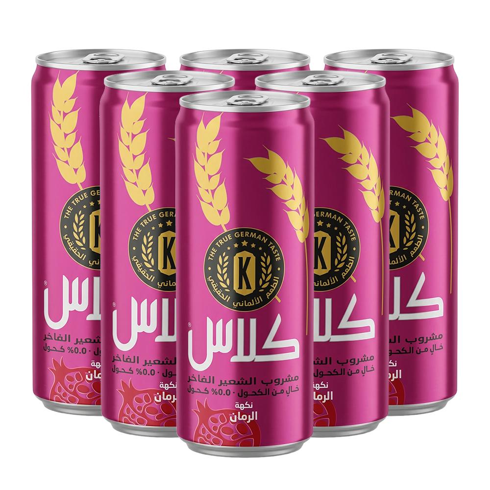 كلاس شراب شعير غازي بنكهة الرمان - 6 حبات × 250 مل