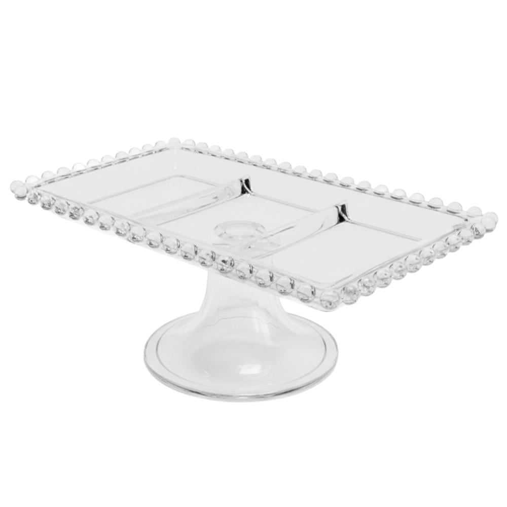 صحن تقديم زجاجي مستطيل بقاعدة  - WS 542