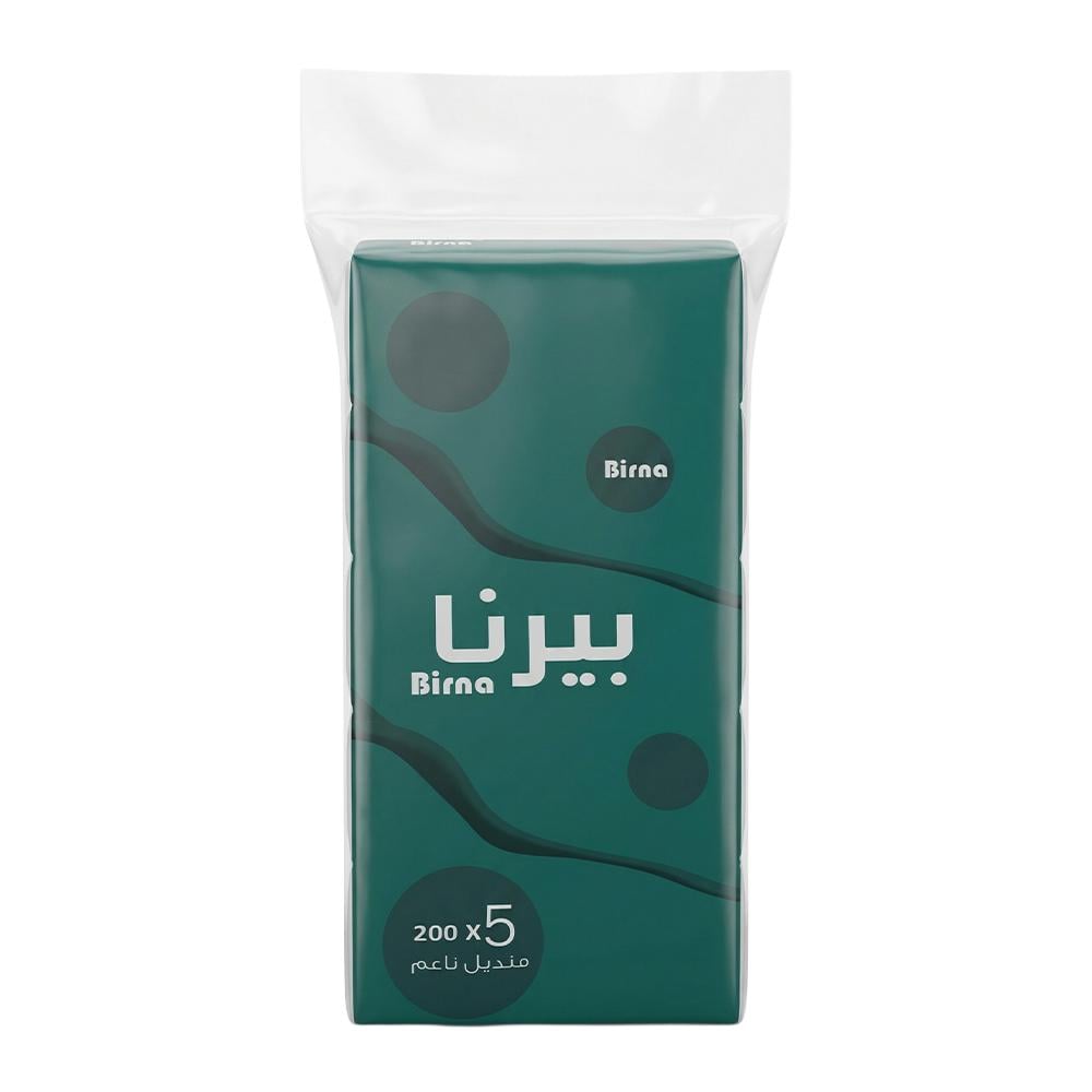 مناديل وجه ناعمة – 5 عبوات × 200 منديل مفرد