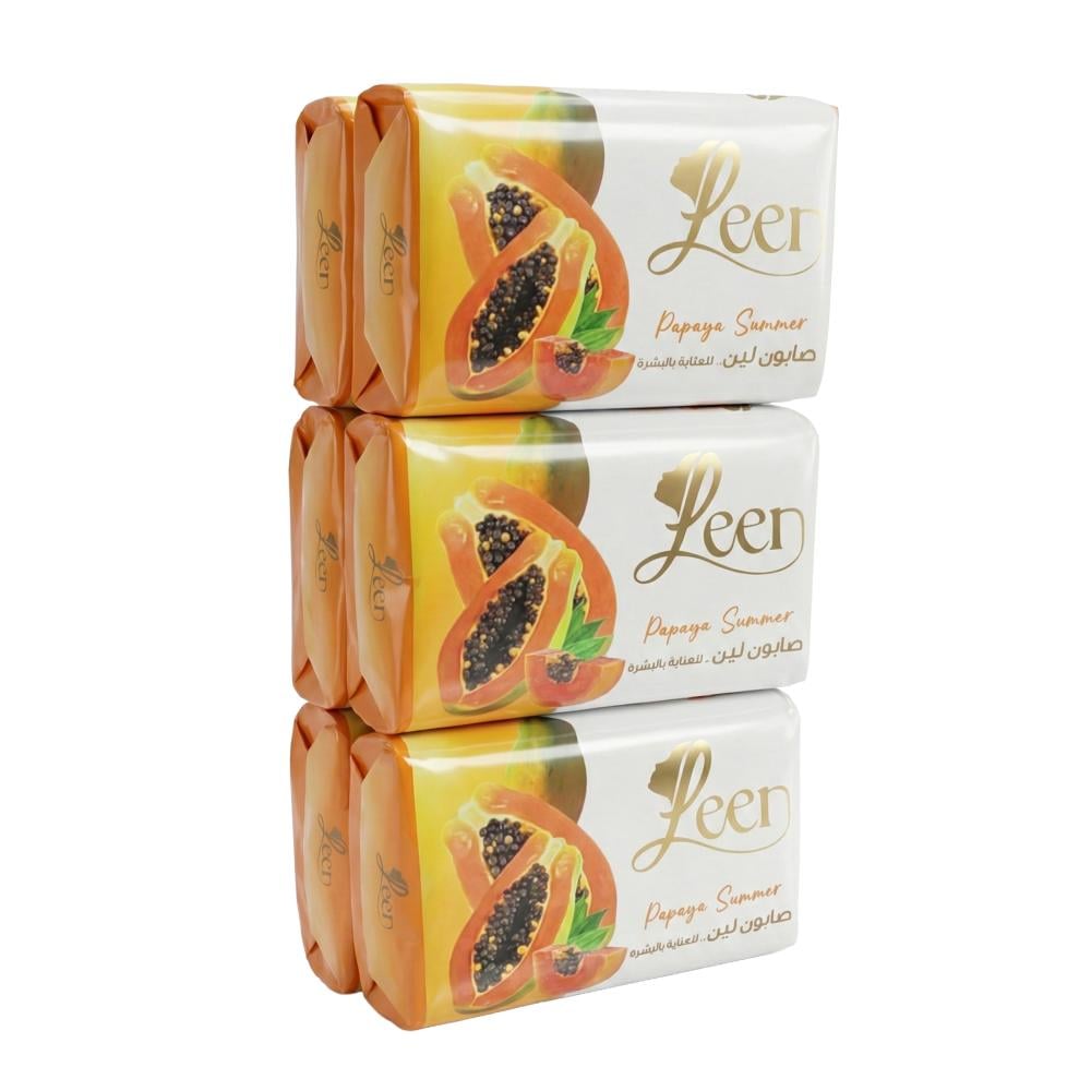 صابون بابايا سمر للعناية بالبشرة من لين – 6 حبات × 75 جرام