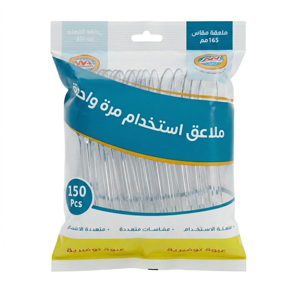 ملاعق بلاستيك شفاف - 150 حبة - AL-3570