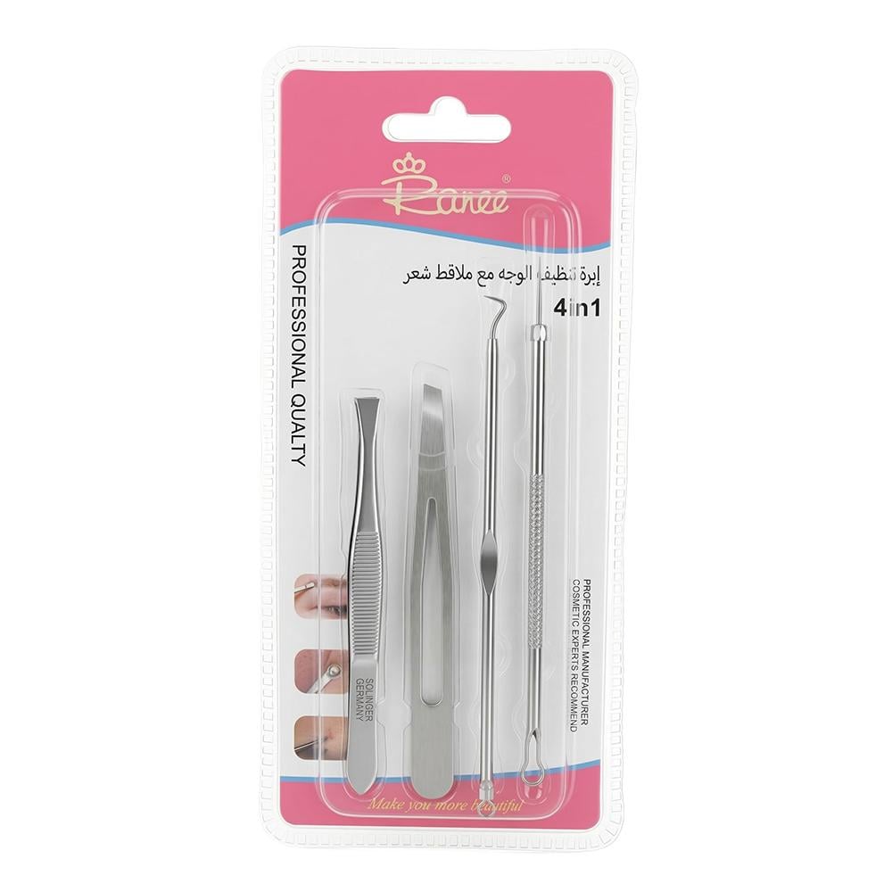 راني طقم إبر تنظيف الوجه مع ملاقط شعر – 1 طقم × 4 قطع