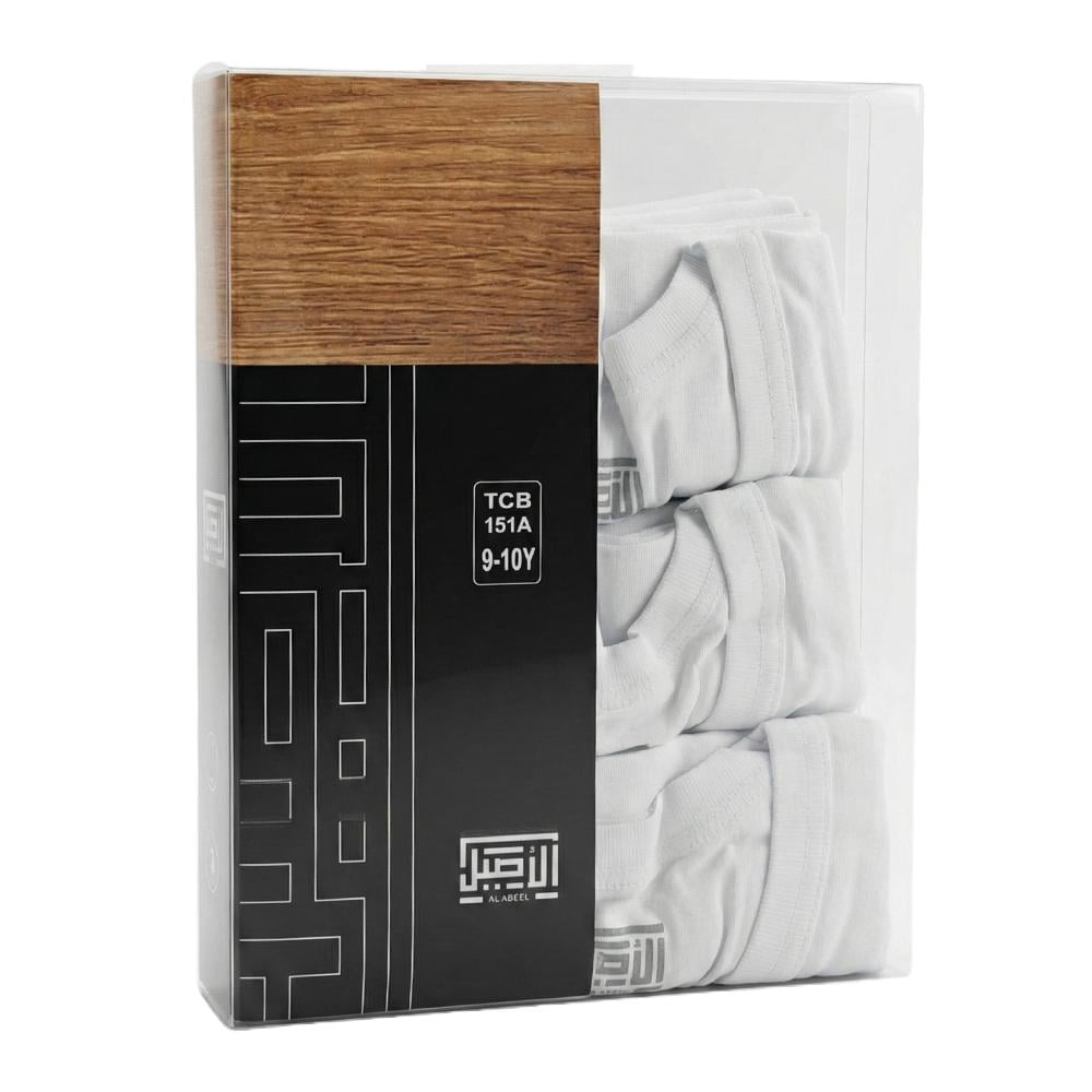 الأصيل طقم فنايل علاقي ولادي - 3 حبات مقاس 10-9