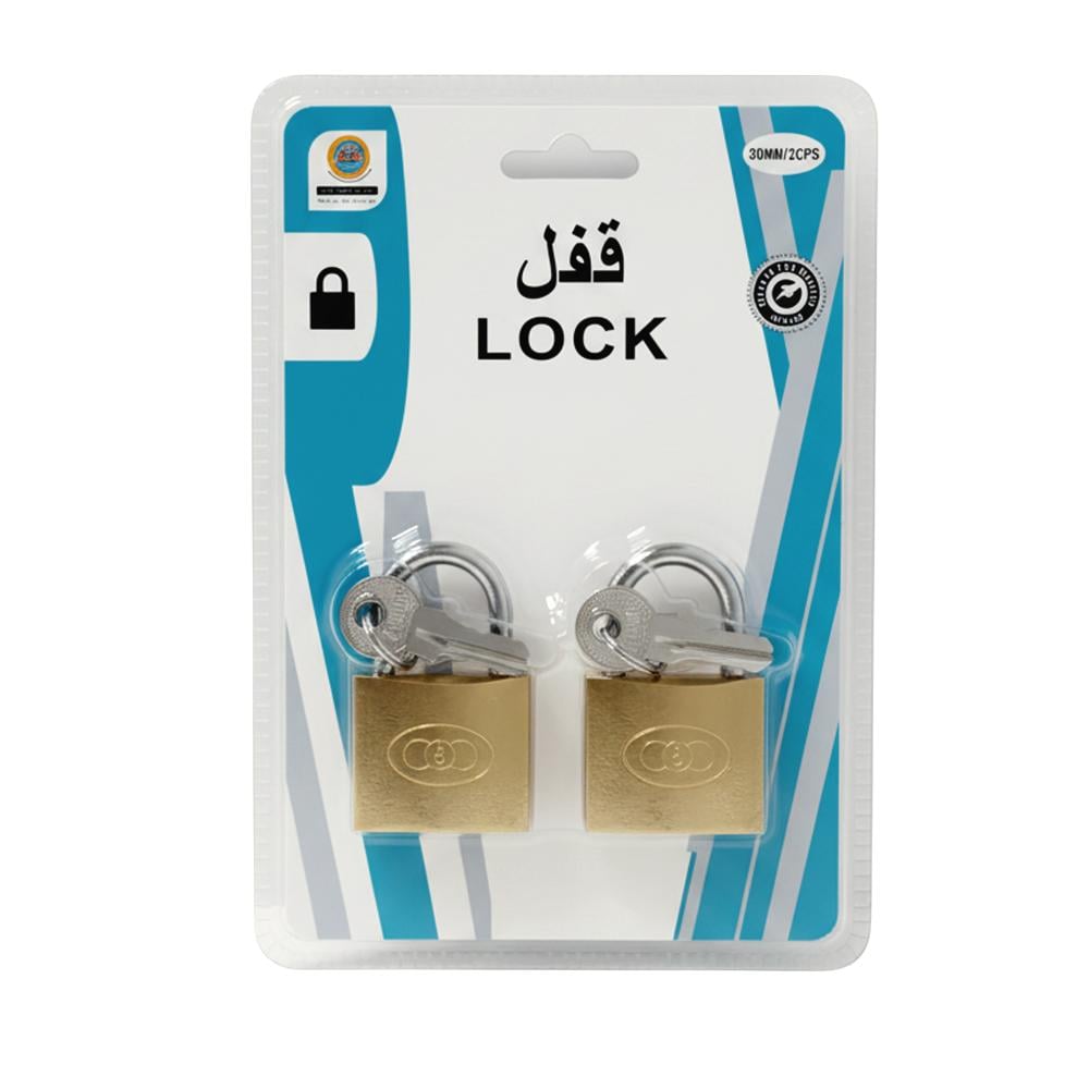 مجموعة أقفال معدنية من عالم الوسام - 30 ملم - 2 قفل × 3 مفاتيح