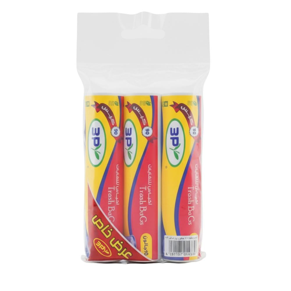 أكياس نفايات من ثري بي – 10 جالون – 3رول -90 كيس