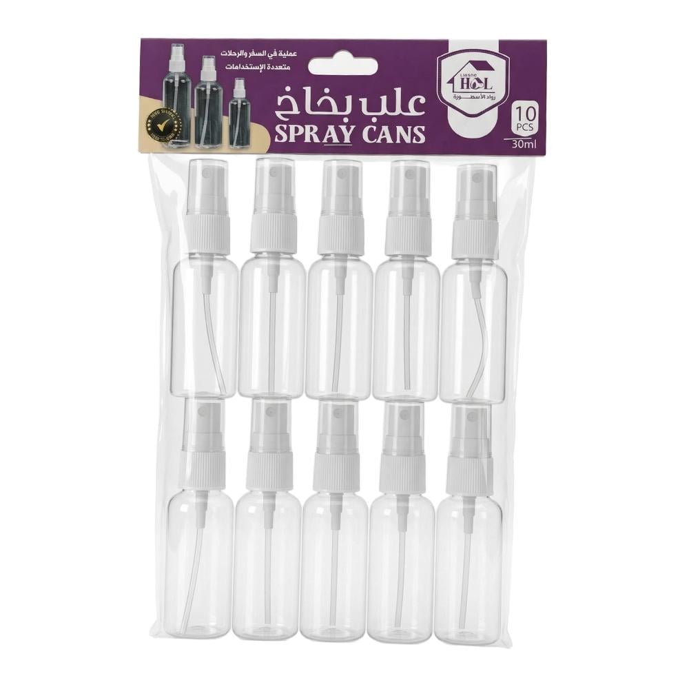 مجموعة علب بخاخات شفافة - 10 بخاخات × 30 مل