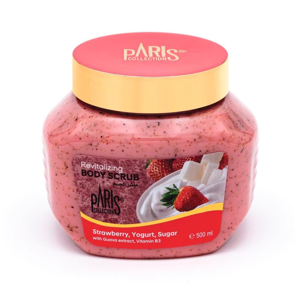 مقشر الجسم بالفراولة والزبادي والسكر من باريس – 500 مل