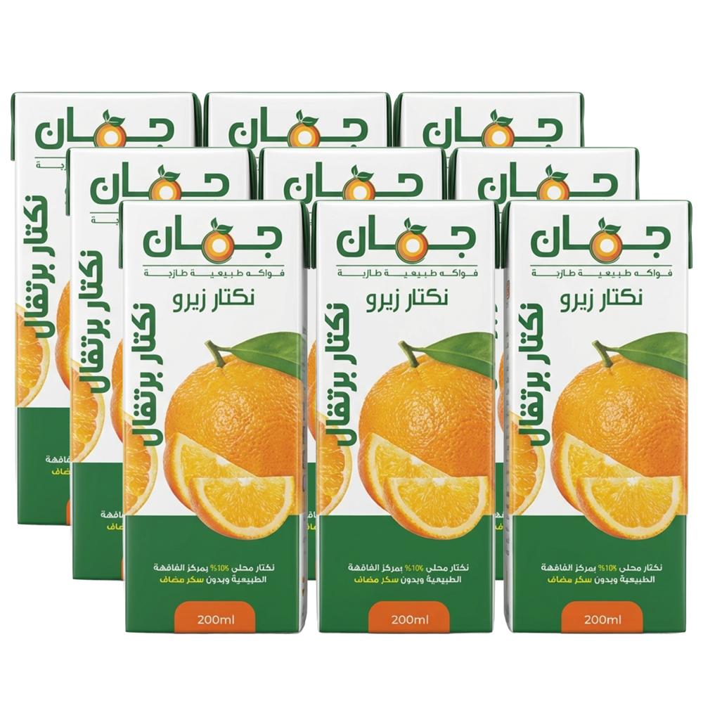 عصير نكتار زيرو بدون سكر بالبرتقال من جمان – 9 حبات × 200 مل