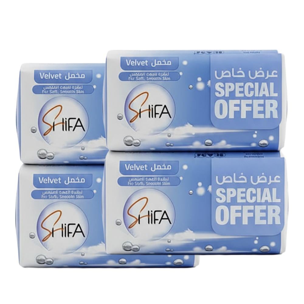 صابون مخمل من شفاء – 4 حبات × 125 جرام،