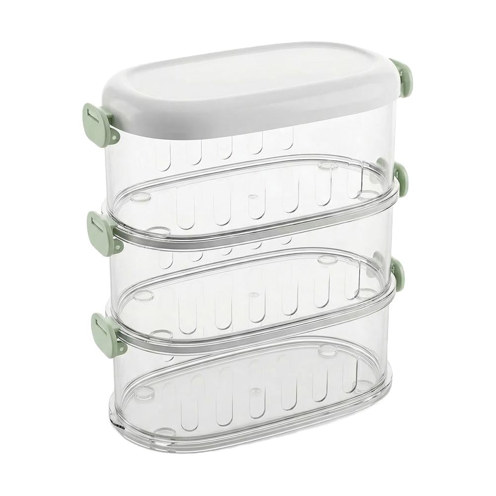 طقم حافظات أكريلك مستطيل بغطاء – 3 حبات × 550 مل