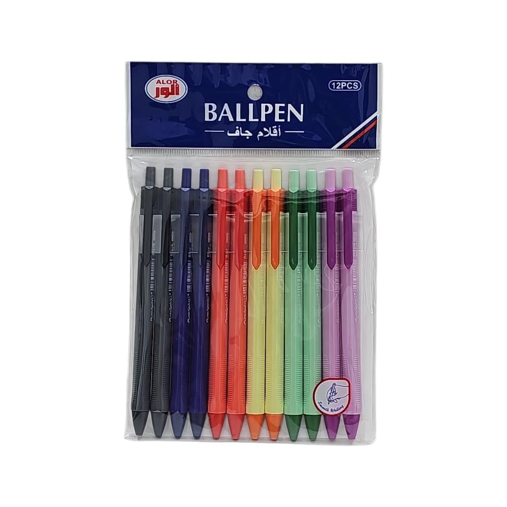 مجموعة أقلام جاف متعددة الألوان – 12 القلم من الور | AL-9329-5