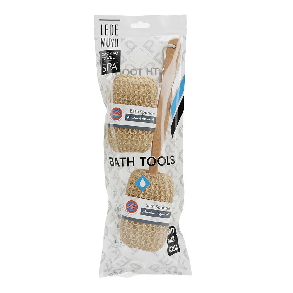 طقم إسفنجة استحمام طبيعية بمقبض خشبي – 1 طقم × 2 حبات