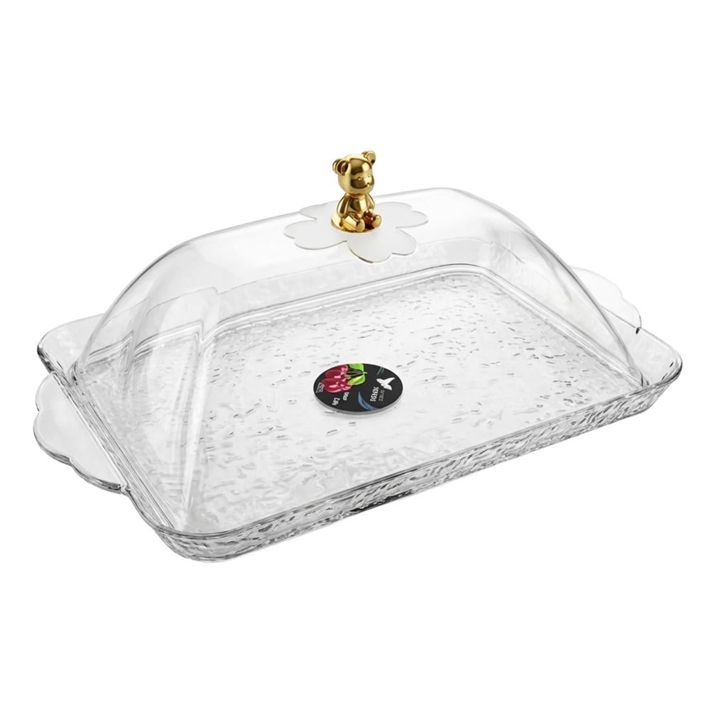 صحن تقديم أكريلك مستطيل بغطاء شفاف  - AL-8591