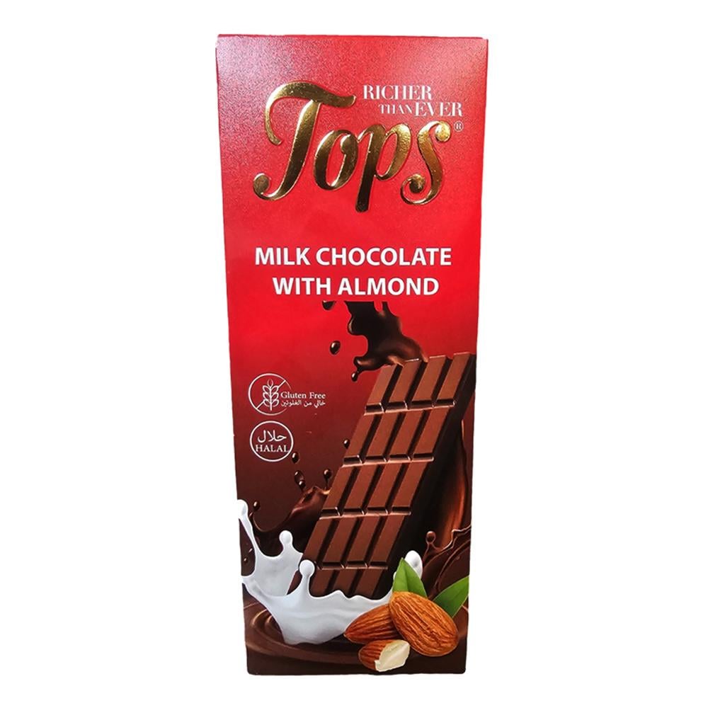 توبس – شوكولاتة بالحليب واللوز – 100 جم