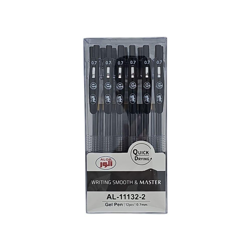 طقم أقلام حبر جل  – 12 قلم اسود برأس 0.5 مم | AL-9475-6