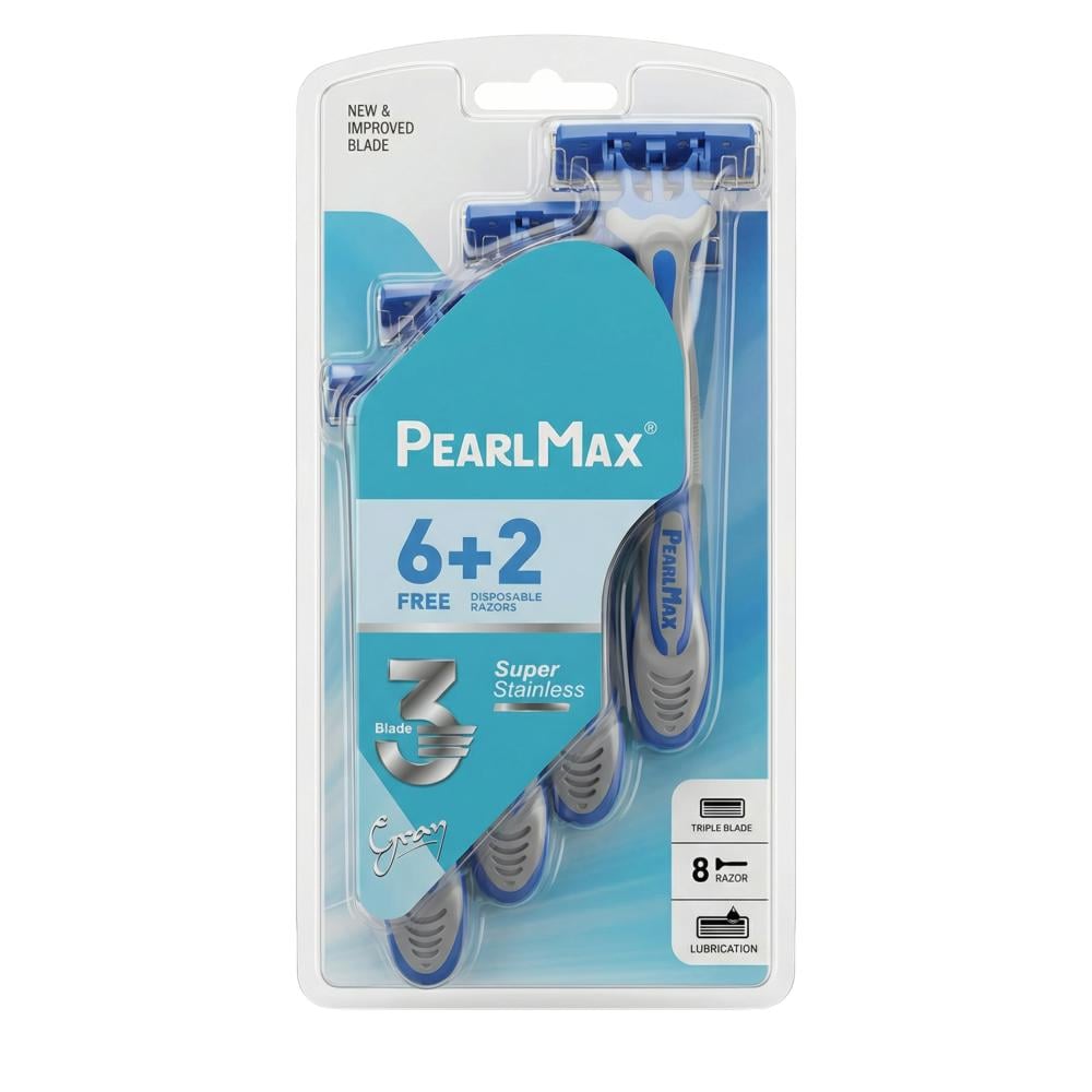 مكائن حلاقة للرجال 3 شفرات من بيرل ماكس – 6 + 2 مجانًا