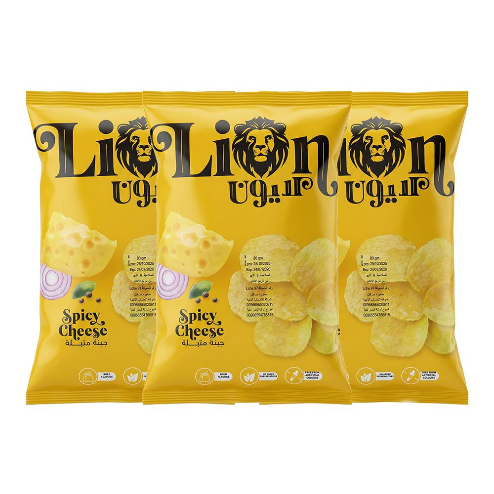 لايون شرائح البطاطس جبنة متبلة – 3 حبات × 80 جرام