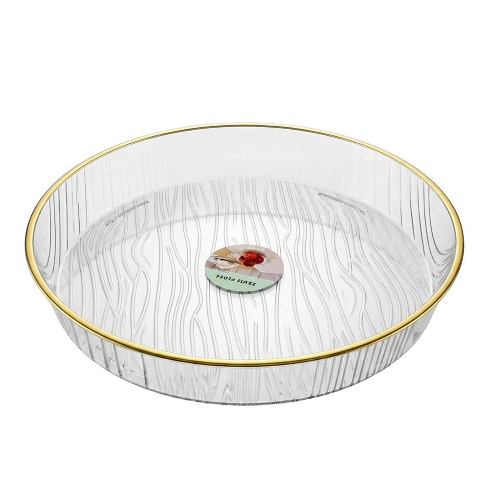 صحن تقديم أكريلك دائري بخط ذهبي  - AL-8687