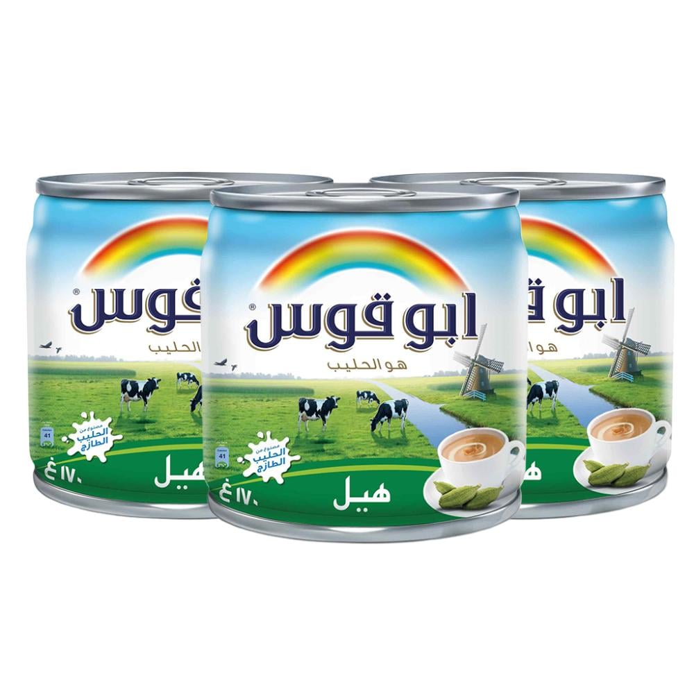 حليب مبخر بالهيل من ابو قوس -  3 حبات × 170 جرام