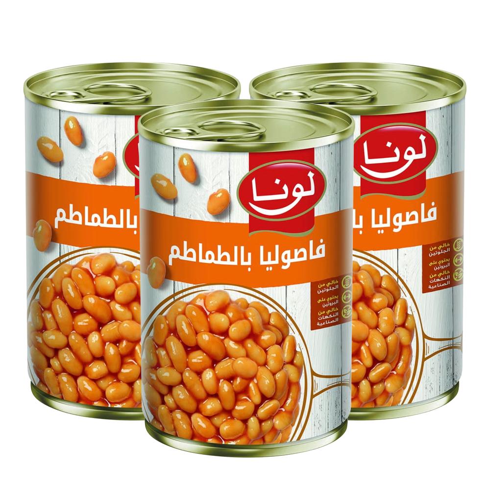 فاصوليا بالطماطم من لونا – 3 حبات × 380 جرام