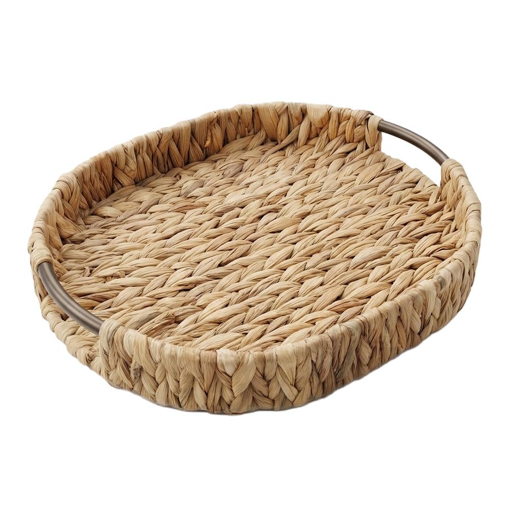 سلة خزف طبيعي بشكل بيضاوي مع مقبض