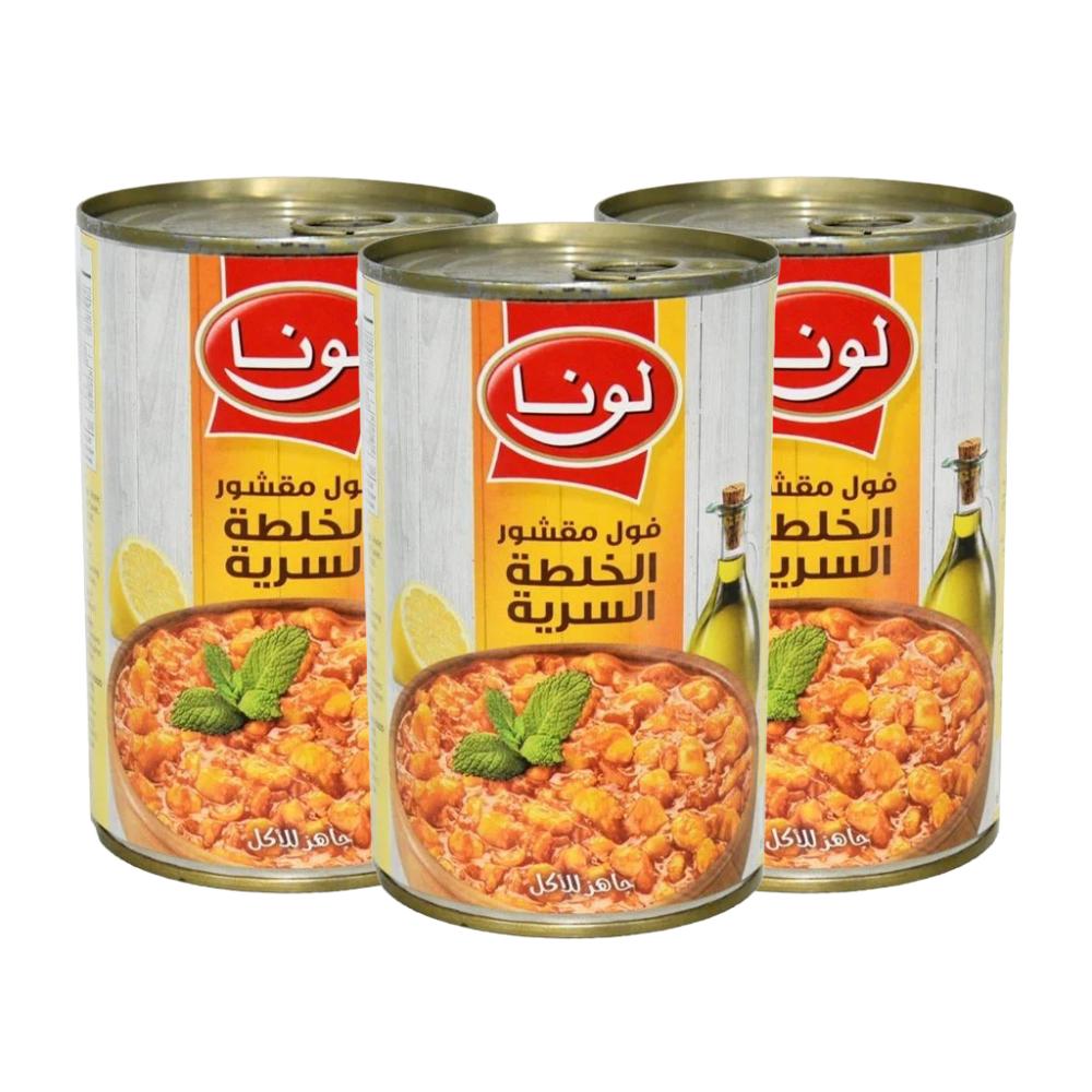 فول مقشور بالخلطة السرية من لونا – 3 × 400 جرام