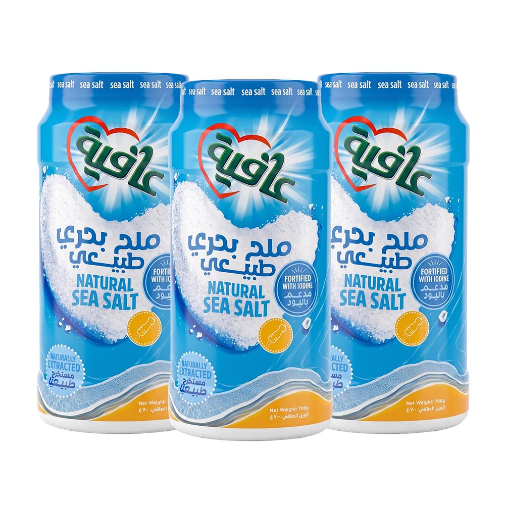 عافية ملح بحري طبيعي – 3 حبات × 700 جرام