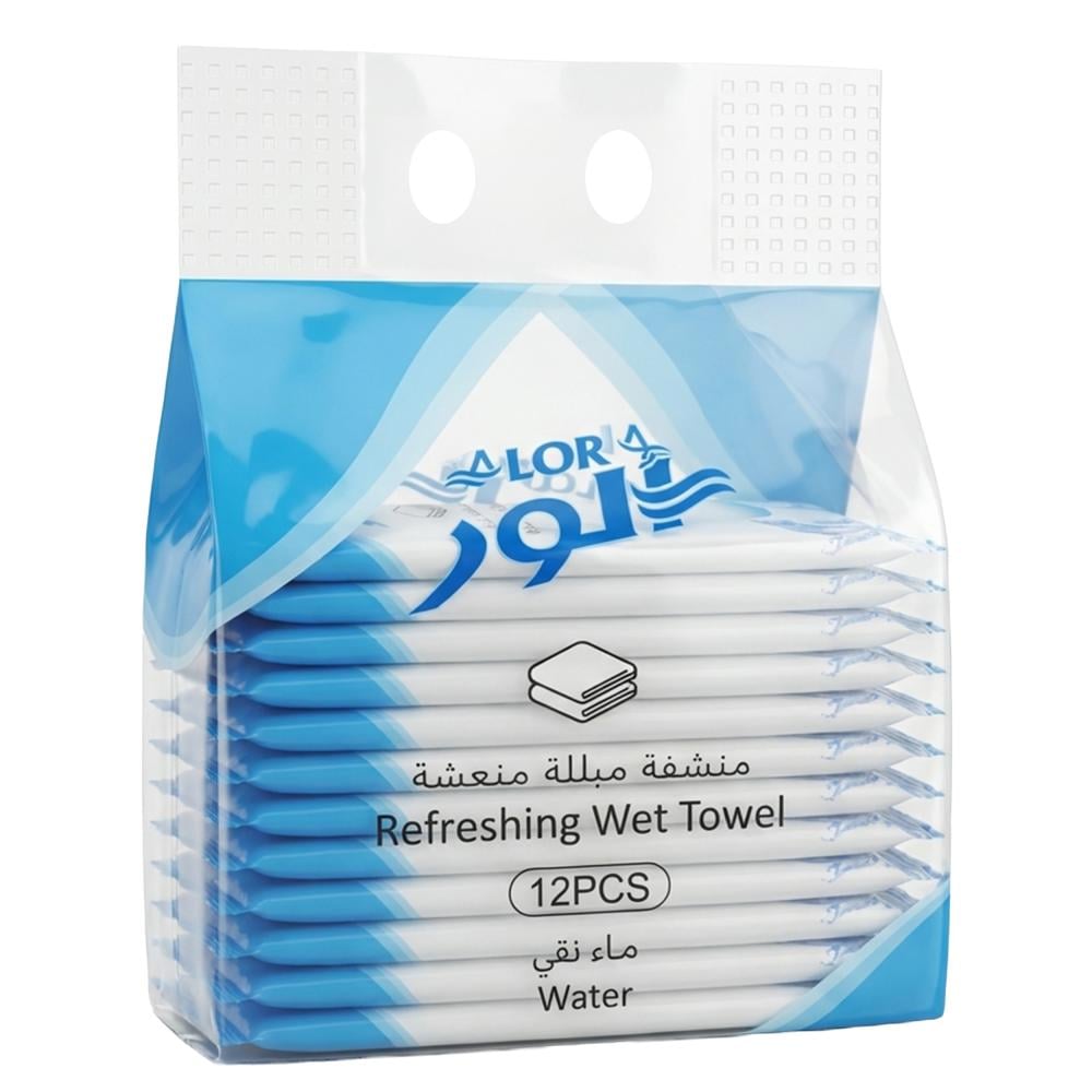 منشفة مبللة منعشة ماء نقي من ألور – 1 كيس × 12 حبة