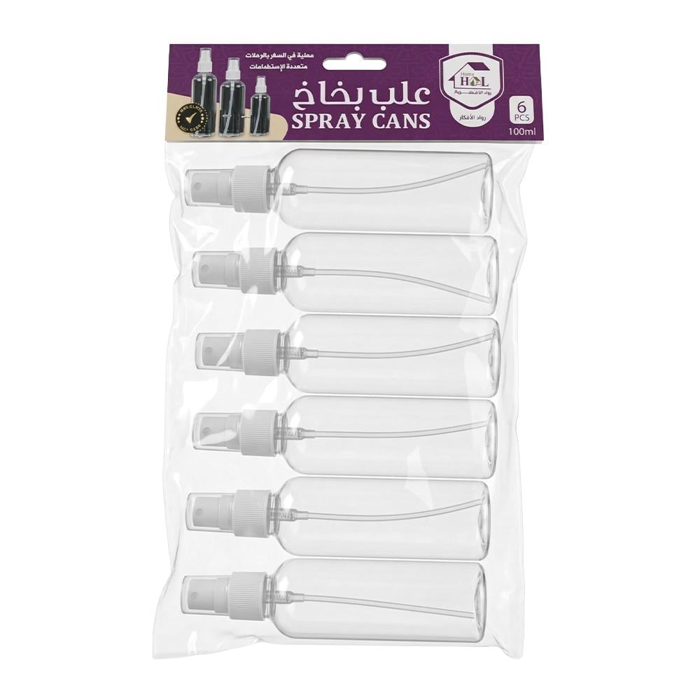 مجموعة علب بخاخات شفافة - 6 بخاخات × 100 مل