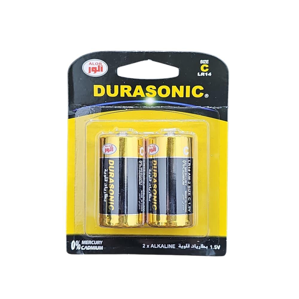 بطاريات DURASONIC قلوية حجم C (LR14) – عبوة 2 بطارية - LR14-2B