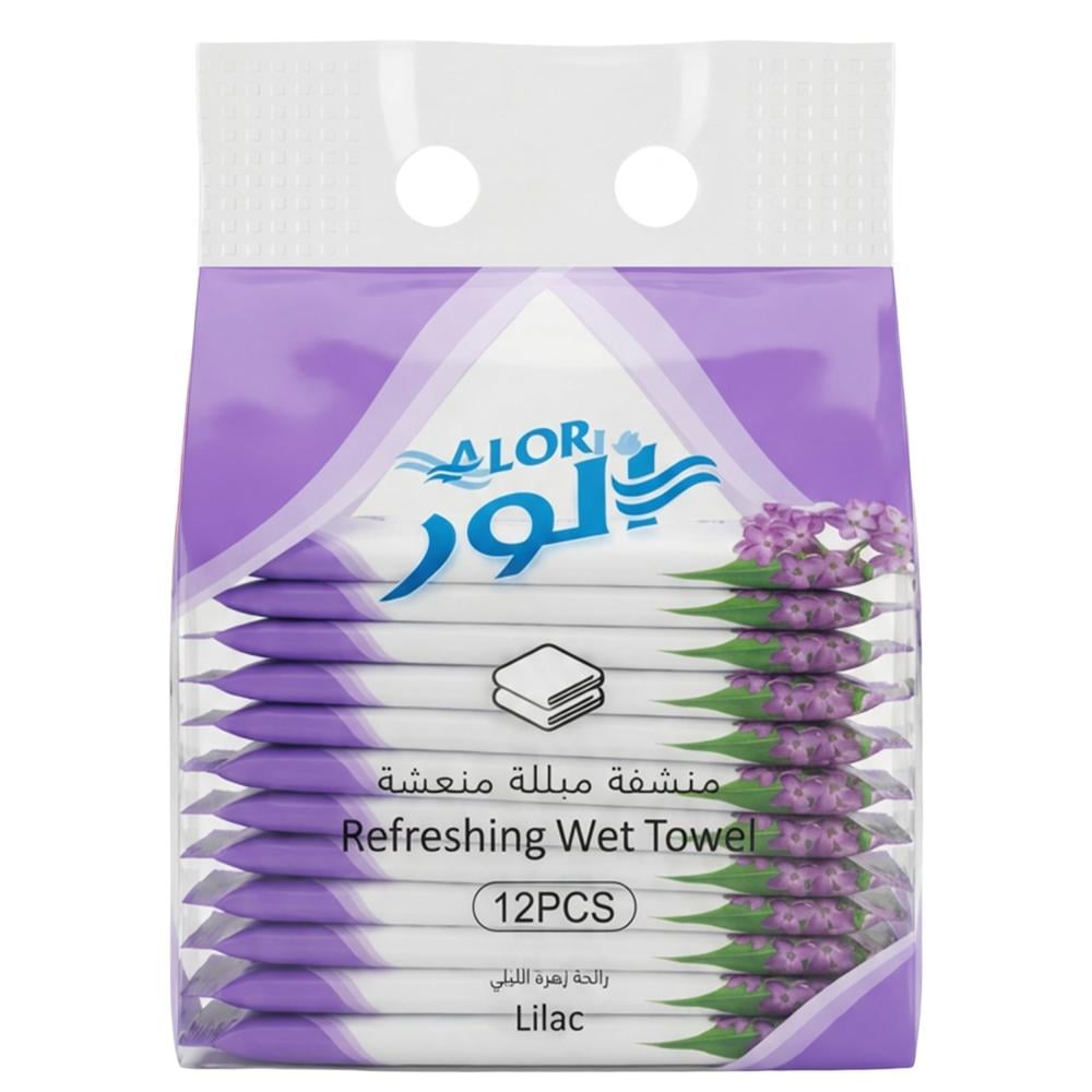 منشفة مبللة منعشة برائحة زهرة الليلي من ألور – 1 كيس × 12 حبة