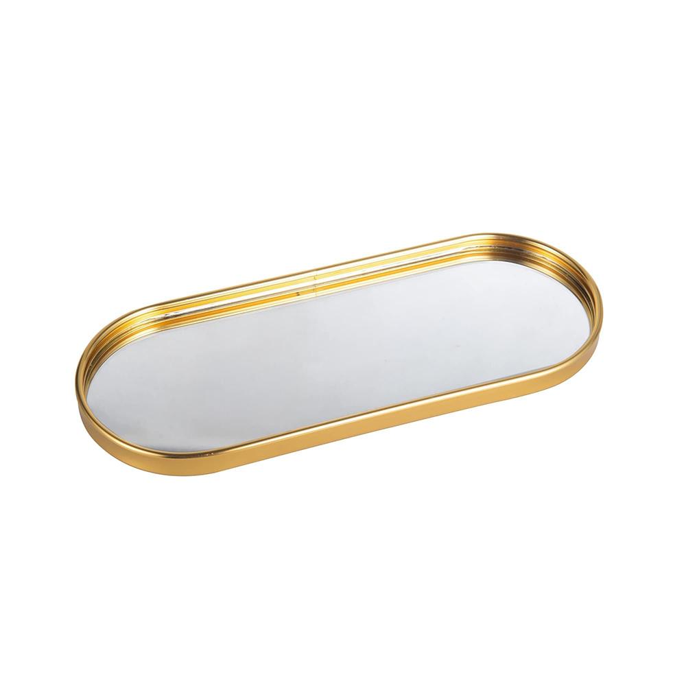 صينية تقديم زجاج بإطار ذهبي