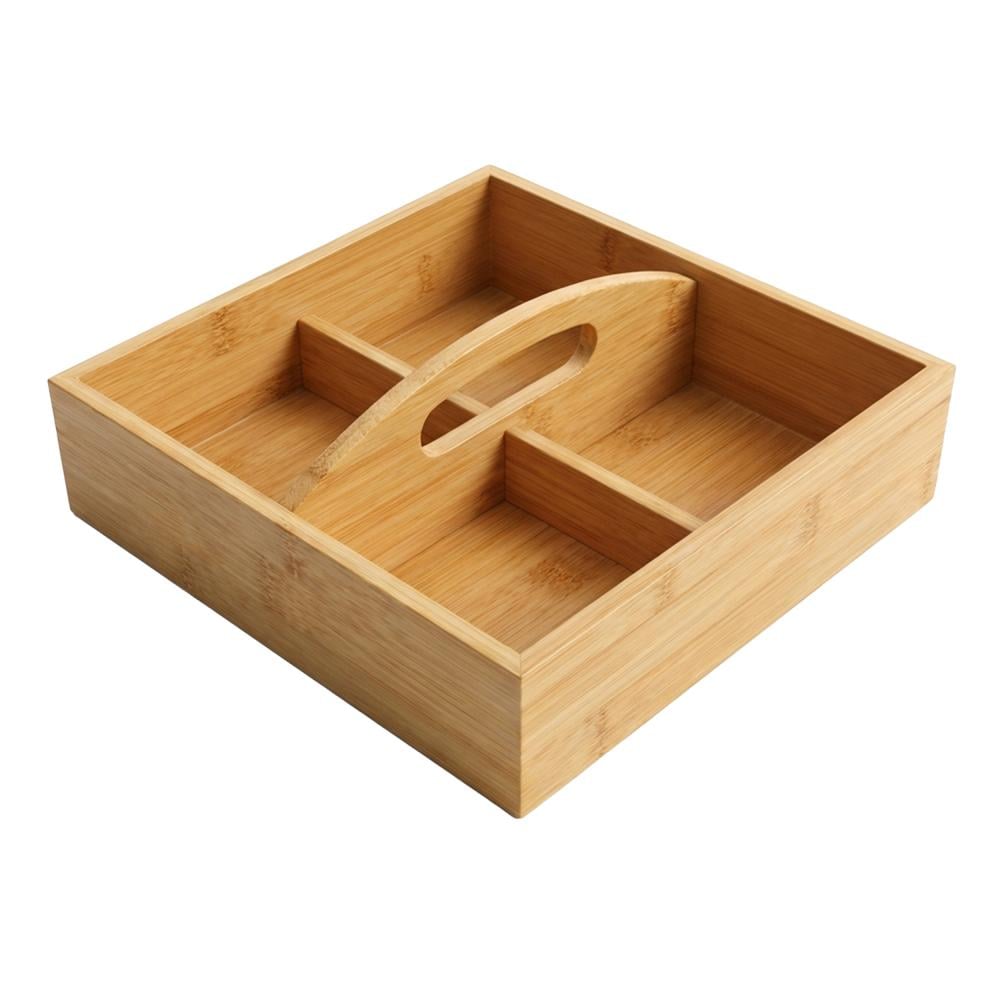 صحن تقديم خشبي مربع مقسم - AL-10539