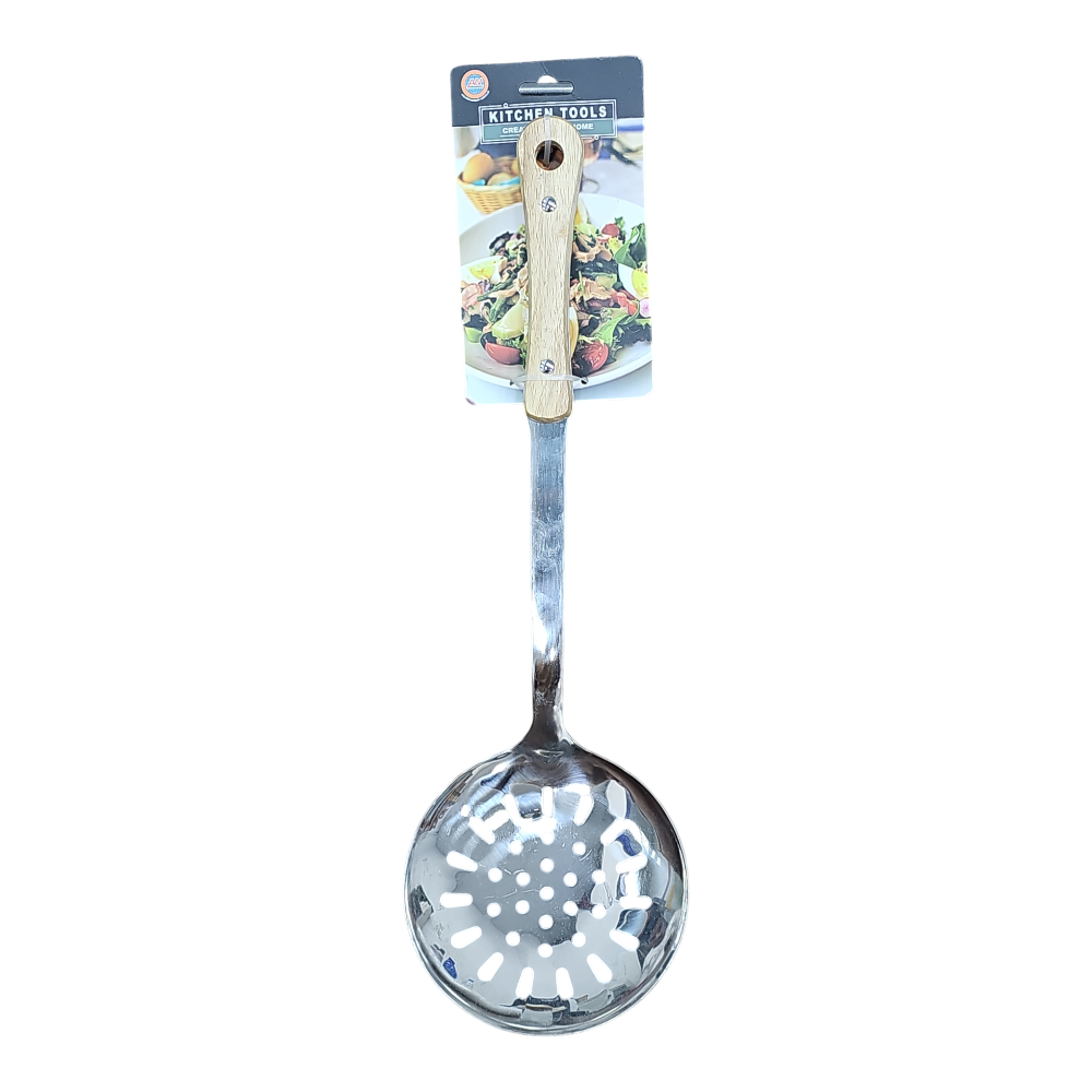ملعقة تصفية المطبخ الاحترافية بمقبض خشبي -AL-5976-20