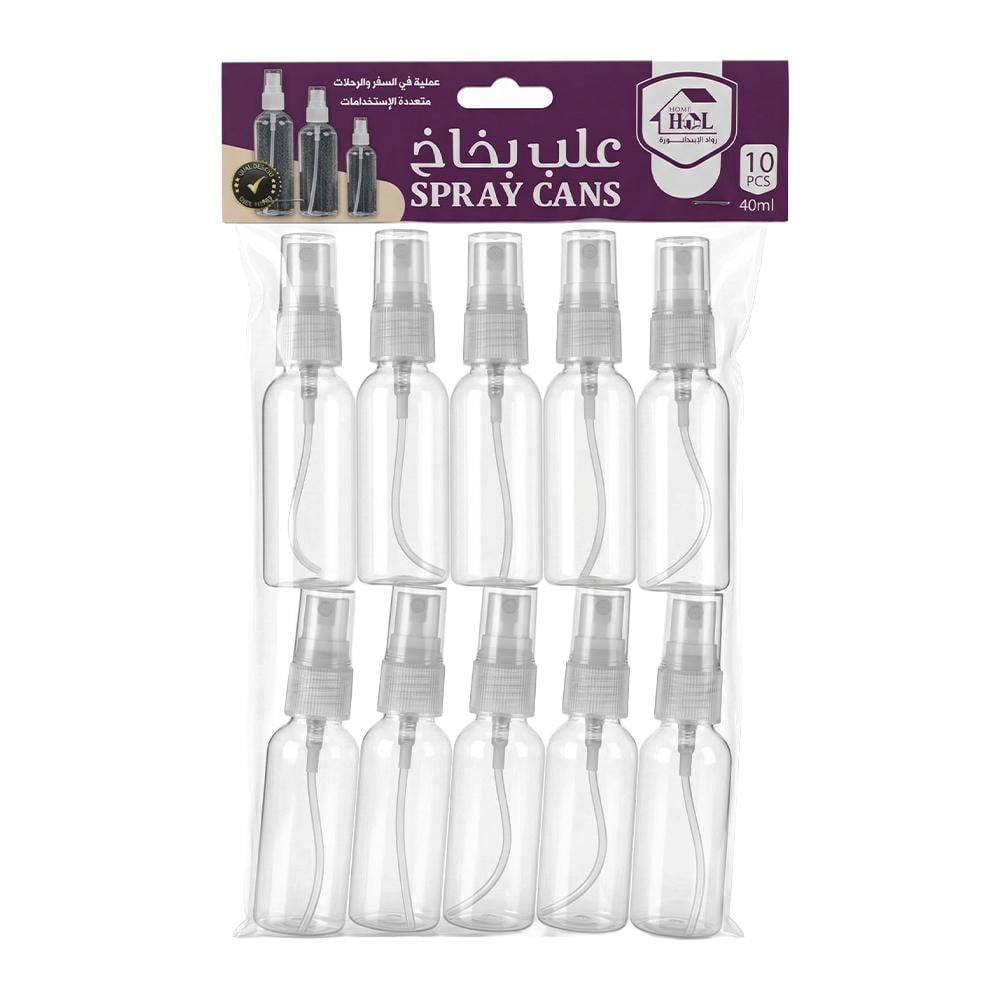 مجموعة علب بخاخات شفافة - 10 بخاخات × 40 مل