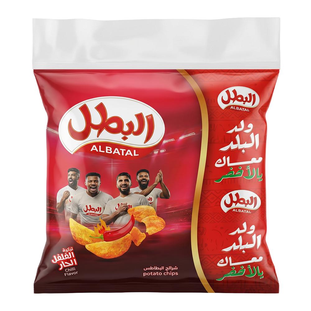 البطل شرائح البطاطس بنكهة الفلفل الحار – 1 كيس × 12 حبة