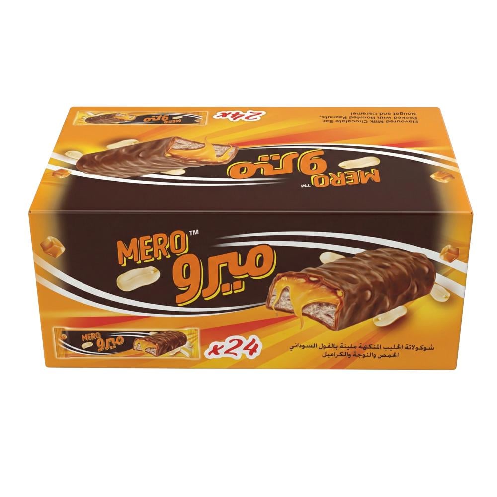 شوكولاتة الحليب بالفول السوداني والكراميل من ميرو – 1 كرتون × 24 حبة