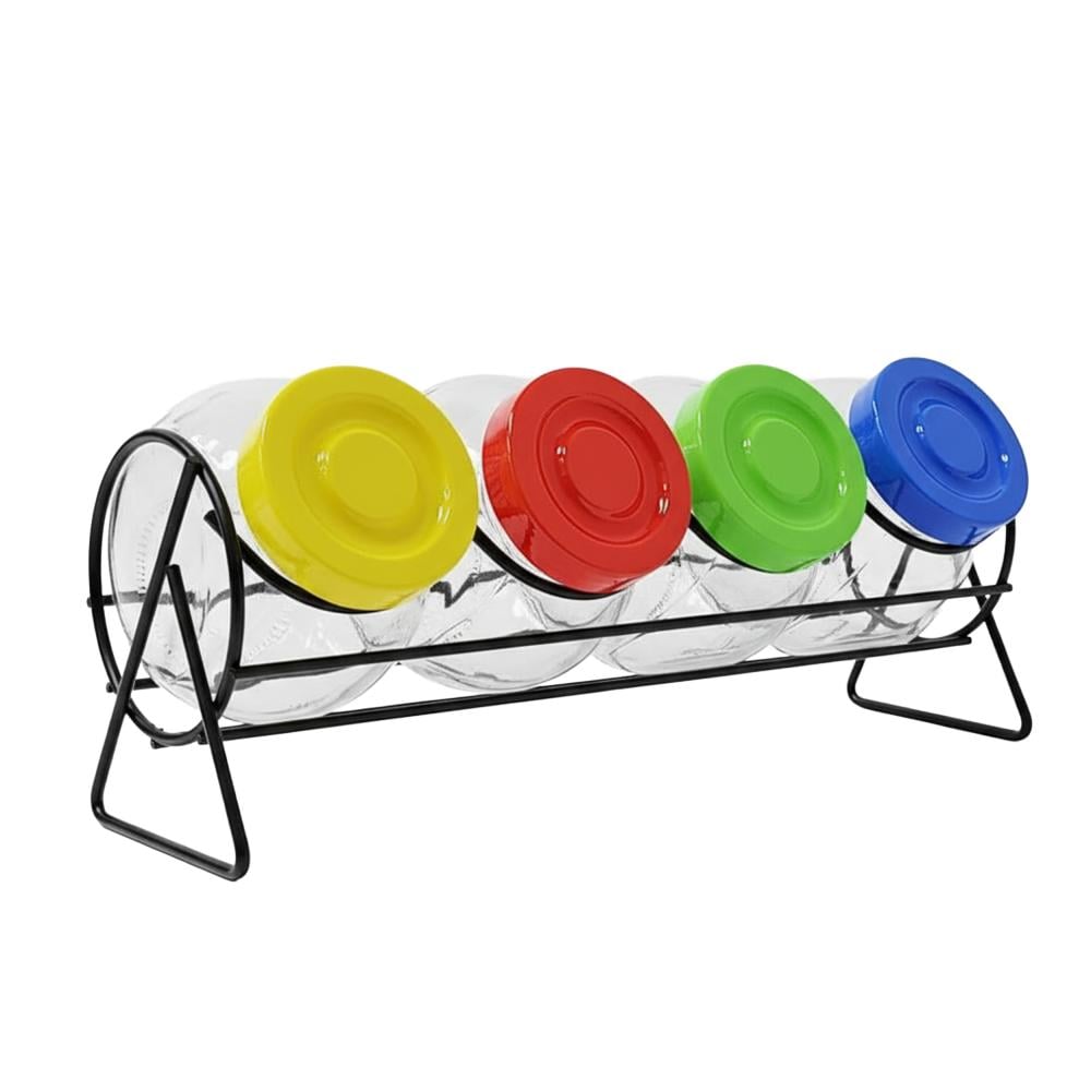 طقم علب بهارات زجاج مع استاند – 1 طقم × 5 قطع - AL-11719