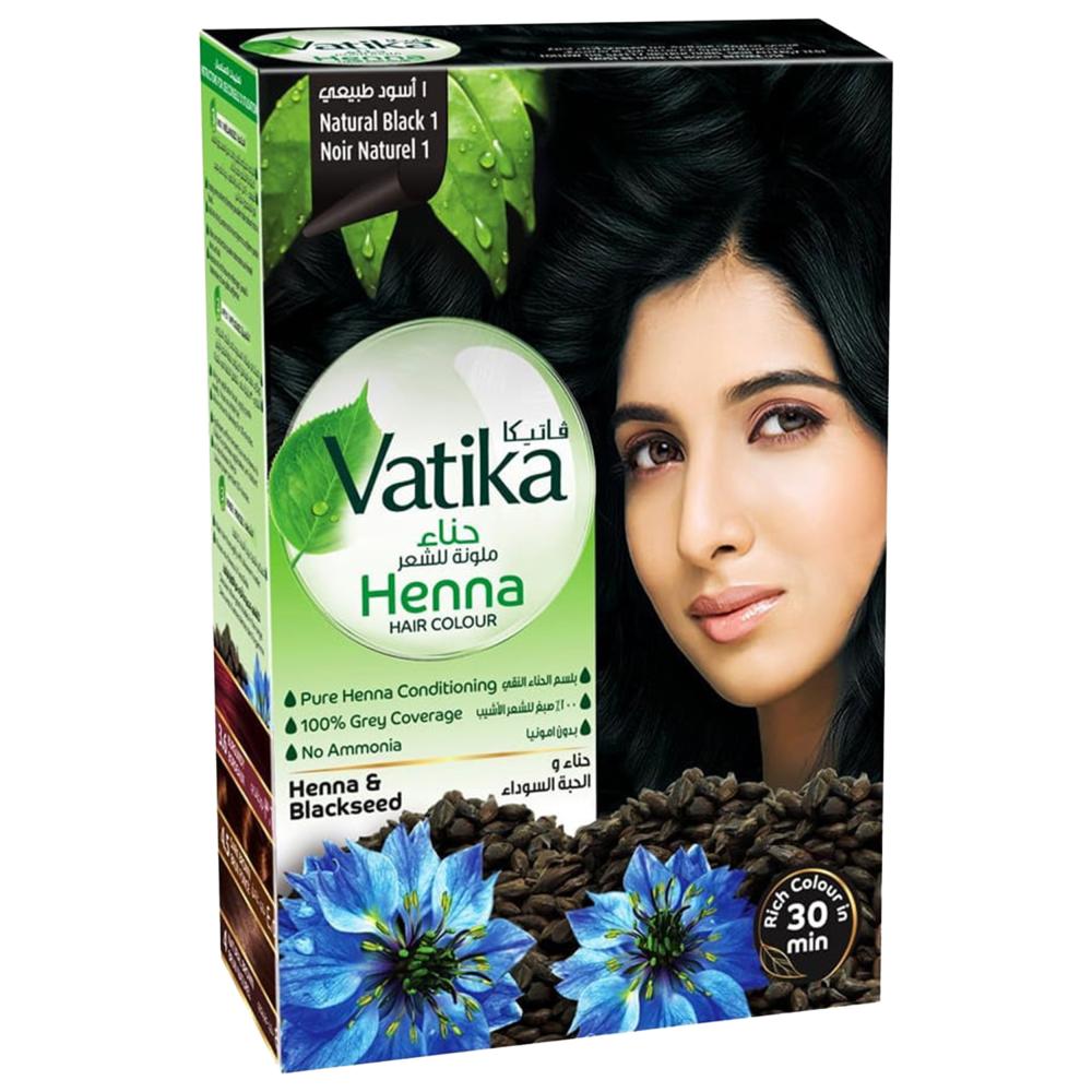 حناء ملونة للشعر 1 أسود طبيعي من فاتيكا – 6 أكياس × 10 جرام