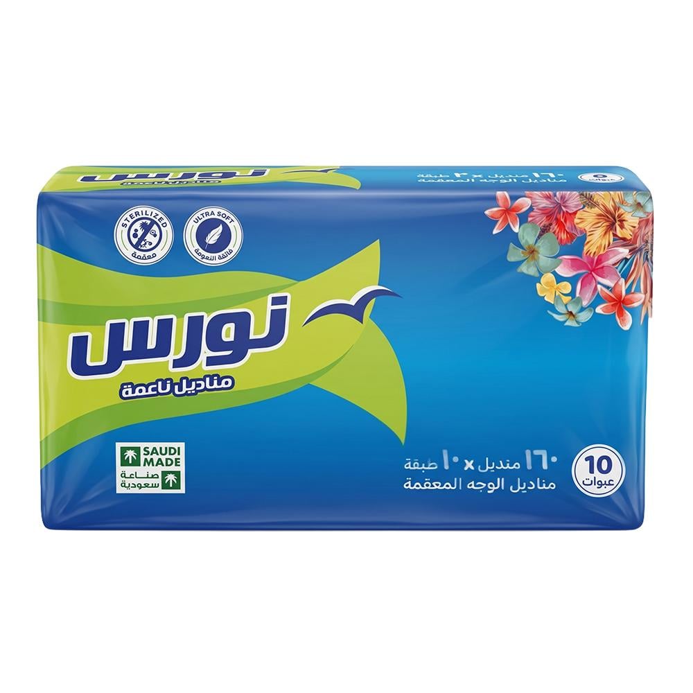 نورس مناديل الوجه الناعمة – 5 عبوات × 160 منديل مزدوج