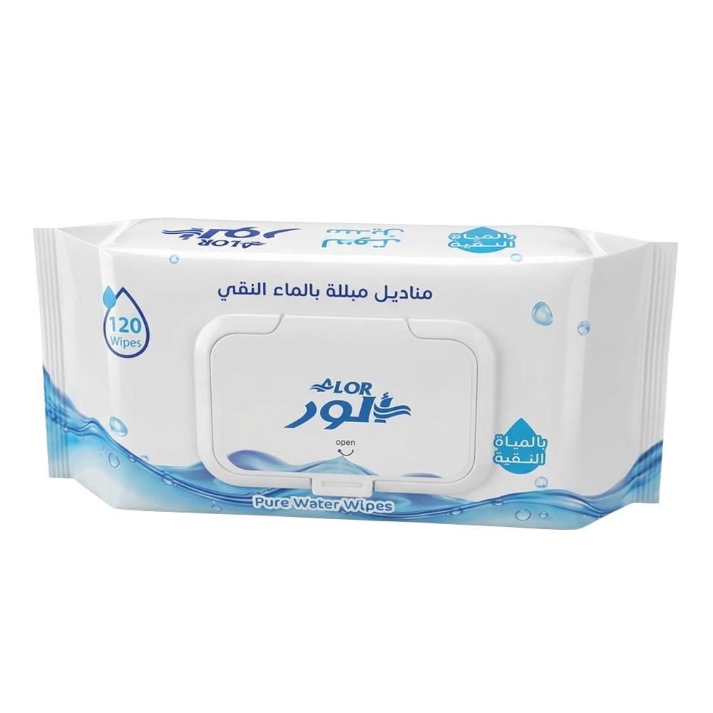 الور مناديل مبللة بالماء النقي – 120 منديل