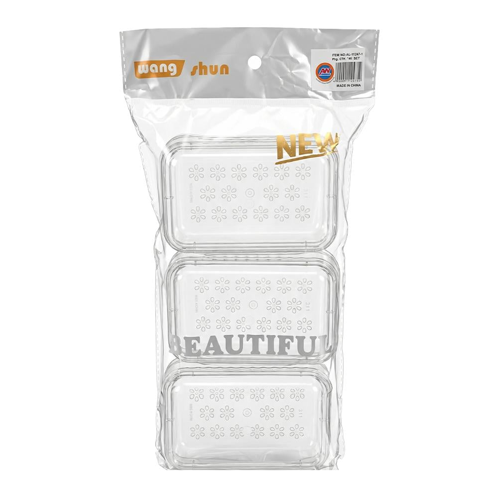 طقم علب صابون أكريلك شفاف – 1 طقم × 3 حبات