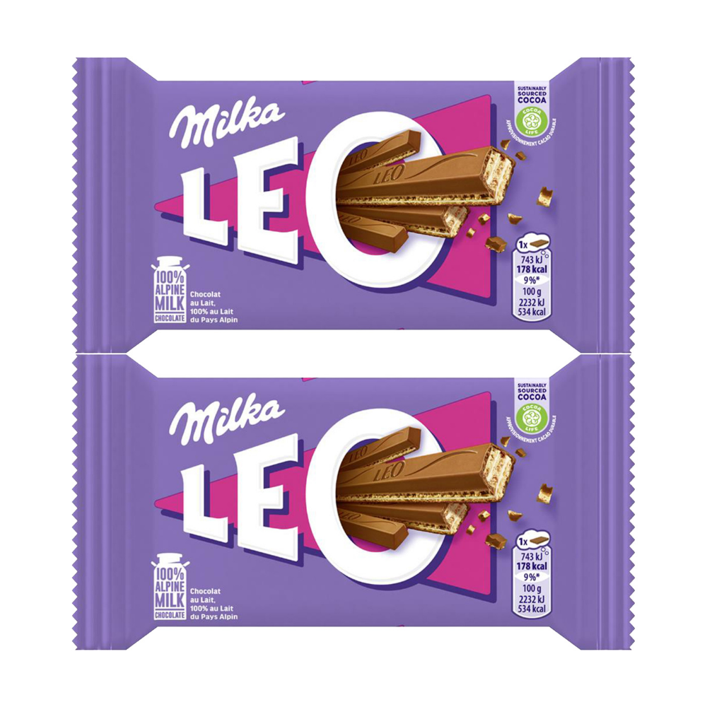 ويفر بالحليب مغطى بالشوكولاتة من ليو - 2حبات × 33 جرام