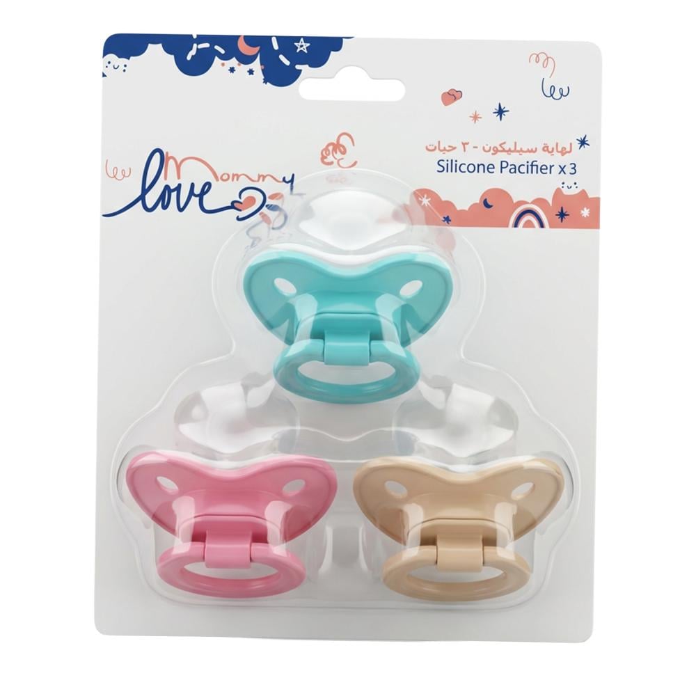 لهاية سيليكون للأطفال من مومي لوف – 3 حبات × 1 كرت