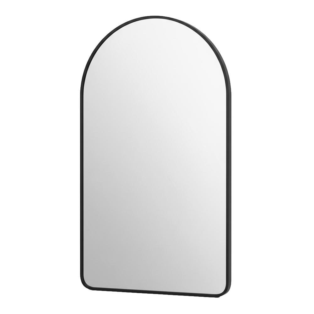 مرآة حائط مقوّسة بإطار حديد أسود