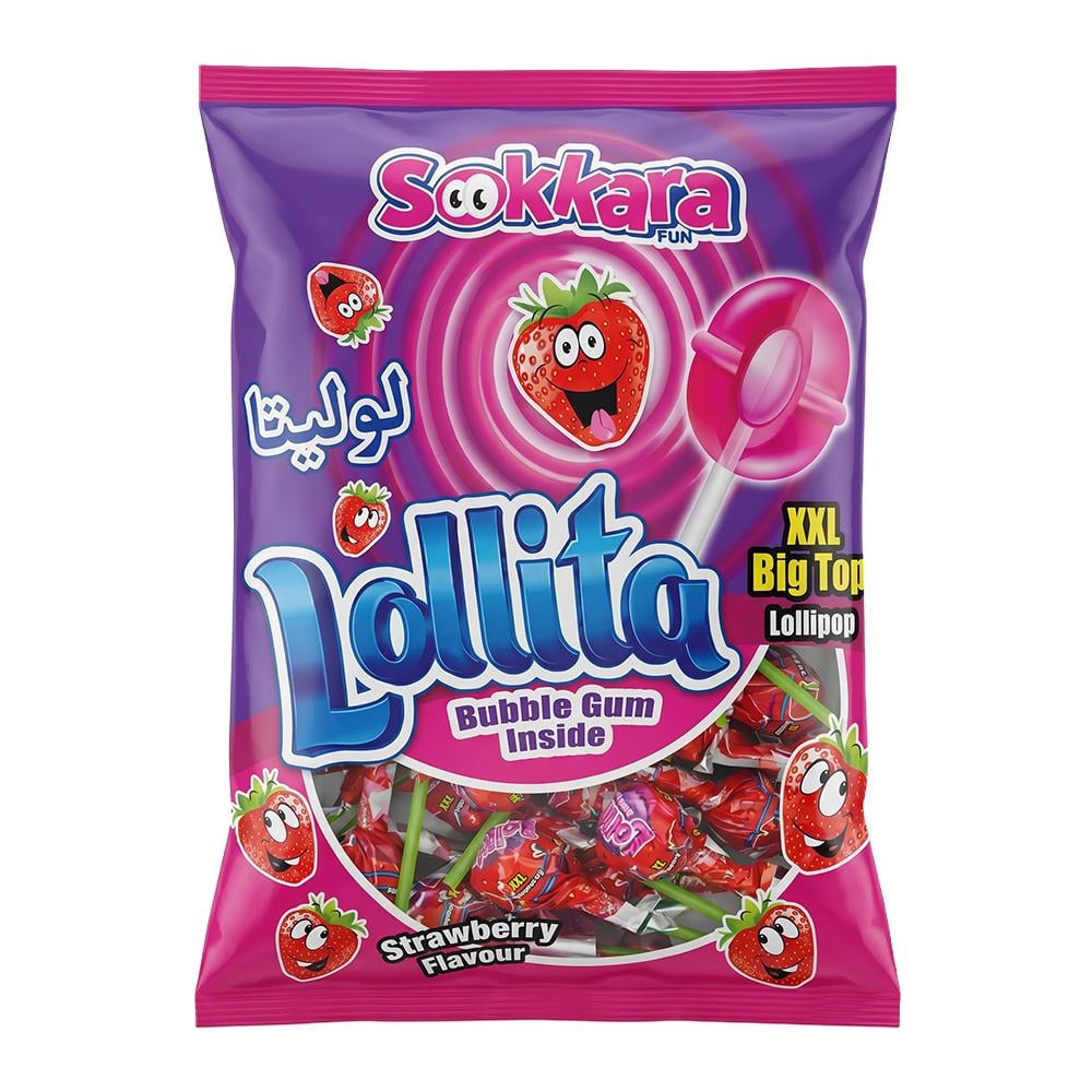 لوليتا حلوى مصاص بنكهة الفراولة مع علكة – 400 جرام